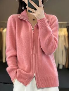 Wool Knitting Sweater Turndown Collar Cardigan AutumnThis is Asia Size, 1cm=0.394inch, 1inch=2.54cm M: bust: 95 cm,     length: 58 cm,   sleeve: 57 cm  L: bust: 100 cm,    length: 59 cm,   sleeve: 58 cm  XL: bust: 105 cm,   length: 60 cm,   sleeve: 59 cm   Note:(manual measurement, there may be 1-3 cm error thank you for your understanding.) And due to different display and different batch of products, the real picture may be slightly different. Thank you for your understanding. Sweater Fabric, Woolen Sweaters, Zippered Cardigan, Winter Vest, Merino Wool Cardigan, Hoodie Cardigan, Zippered Sweater, Knitted Tops, Knitted Coat