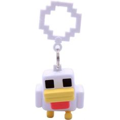 a white and yellow toy with a pacifier on it's back pocket clip