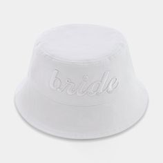 BRIDE BUCKET HAT | BABE BUCKET HAT Get the perfect look for your bach party with our Bride and Babe Embroidered Bucket Hat Set! These bucket hats are perfect for spreading some good vibes and laughing memories with your bestie. Whether you're hosting an outdoor event, a beach day, or just enjoying a sunny day out together, this set will have everyone looking their best in style.  ★ The raised embroidery on the front makes it an instant hit, and the overall design creates a stylish look! SIZING ★ White Bucket Hat For Party, White Bucket Hat As Gift, Summer Wedding Mini Hat, Bride Bachelorette Outfit, Bachelorette Party Hat, Bachelorette Inspo, Pink Bucket Hat, White Bucket Hat, Garden Bridal Showers