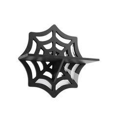 a black spider web shelf is shown against a white background, with the top section visible