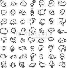 a set of hand drawn doodles with different shapes and sizes