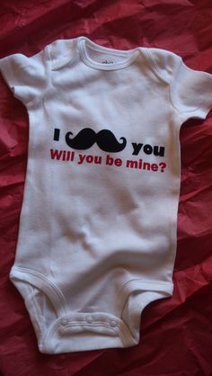 Mustache Valentine Onesie. $10.00, via Etsy.Too cute!! Cricut Onesies, Gray Outfits, Cute Captions, Valentine's Ideas, Cricut Baby, Silhouette Ideas, Vinyl Ideas