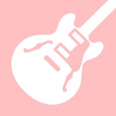 a white guitar on a pink background