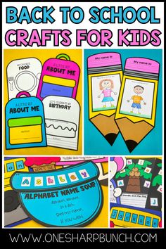 back to school crafts for kids with pictures and words on them, including pencils