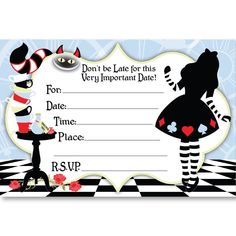 an image of a birthday party card with alice and the cat in the hat on it