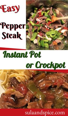 instant pot or crockpot recipe with beef and peppers