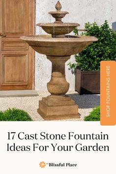 a stone fountain with water spouting from it