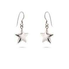 Classic Star Earrings are featured in a modern dangling design! The dangle star earrings are 1 inch long. Star Dangle Earrings, Silver Engraved Bracelet, Coordinates Jewelry, Silver Jewelry Diy, Cleaning Silver Jewelry, Fine Silver Jewelry, Silver Jewelry Earrings, Silver Jewelry Design, Monogram Jewelry