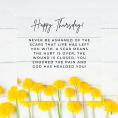 some yellow flowers are in front of a white background with the words happy thanksgiving on it