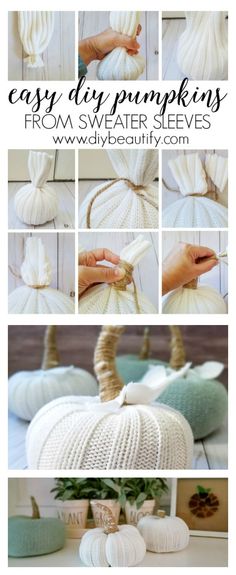 the instructions for how to decorate pumpkins with yarn