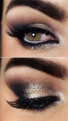 Machiaj Smokey Eyes, Winter Make Up, Glittery Eye Makeup, Glitter Smokey Eye, Party Make-up, Wedding Guest Makeup, Trendy Eyeshadow, New Years Eve Makeup, Glittery Eyes