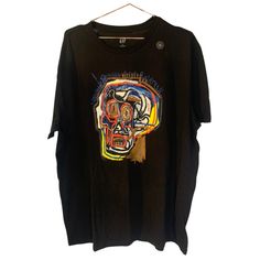 This Is A New Tshirt From The Gap, In A Men's Size Extra Large. It's The Jean-Michel Basquiat Graphic T-Shirt, With A Black Background. 100% Cotton And Machine Washable. The Chest Measurement Is 25 Inches Across, From Pit To Pit. The Length Is 31 Inches. Bundle And Save....I Promise To Ship Promptly! Michel Basquiat, Jean Michel Basquiat, Jean Michel, Gap Jeans, The Gap, I Promise, Black Background, Black Backgrounds, New Black