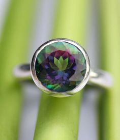 #jewelry #rings #solitairerings Mystic Topaz Ring, Solitaire Rings, Amethyst And Diamond Ring, Argentium Silver, Ring Crafts, Mystic Topaz, Ring Gemstone, Topaz Gemstone, Recycled Sterling Silver