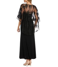 Glamorous Fitted Cape Dress, Fitted Cape Dress For Party, Elegant Cape Dress With Sequins, Fitted Evening Dresses With Overlay, Fitted Sequin Cape Dress, Fitted Cape Dress With Sequins, Overlay Dress, Black Dresses, Dillard's