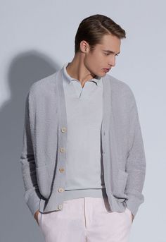 The cardigan is at the top of our list for being the most versatile and functional style-staple for every season. From cotton to cashmere there is always a place for a cardigan in your wardrobe. This lightweight terry cardigan has a classic silhouette that looks great with a linen plaid sport shirt or polo and leather slides. 4 ButtonsPatch PocketsUnlinedMade in Italy Tuxedo Shirt Dress, Functional Style, Tuxedo Pants, Tuxedo Dress, Outerwear Vest, Polo Sweater, Lacing Sneakers, Sport Shirt, Suit Vest