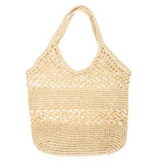 Malta Paper Crochet Bag - (BSB5042)-TOTE-San Diego Hat Company Lightweight Crochet Shopping Tote Bag, Lightweight Crochet Tote Bag For Shopping, Chic Everyday Crochet Bag With Open Weave, Lightweight Tote Crochet Bag For Shopping, Chic Natural Crochet Bag With Open Weave, Open Weave Jute Shoulder Bag With Double Handles, Trendy Open Weave Crochet Bag For Everyday Use, White Rectangular Shoulder Bag With Open Weave, Trendy Open Weave Crochet Tote Bag