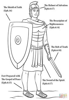 Armour Of God, School Coloring Pages, Bible Verse Coloring, Bible Printables, Sunday School Crafts For Kids, Bible Coloring Pages