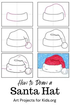 how to draw a santa hat for kids that is easy and fun with the help of this