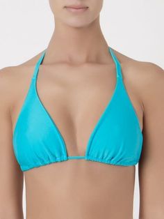 Shop Amir Slama triangle bikini top with Express Delivery - FARFETCH Triangle Swimwear With Adjustable Straps For Pool, Blue Triangle Swimwear For Beach, Blue Triangle Swimwear For Beach Season, Triangle Top Swimwear With Straps For Pool, Blue T-back Swimwear With Straps, String Bikinis, Boutique, Blue