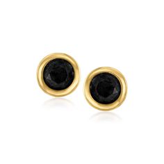 GENUINE 10KT GOLD — Bezel-set black onyx stud earrings in 10kt yellow gold. 4mm round black onyx. Polished finish. 3/16 in. diameter. Post/clutch backings. Canaria fine jewelry is the affordable luxury you've been looking for. Perfect for everyday wear, these genuine 10kt gold wardrobe essentials are fashionable, fun and designed to last a lifetime. Timeless with a twist, Canaria is a collection of classics with unique presence and personality at a great value.Stone InformationGem Type 1 - OnyxS Gold Wardrobe, Yellow Gold Jewelry, Onyx Stone, Stone Cuts, Affordable Luxury, Fine Jewellery Earrings, Black Stone, Bezel Setting, Earrings Set