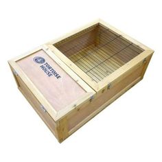 an empty wooden box with the lid open