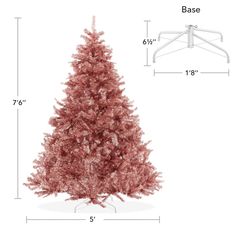 a christmas tree is shown with measurements for the base and top portion, including height