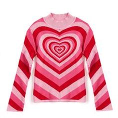 ALL YOU NEED IS LOVE SWEATER – Boogzel Apparel Argyle Sweaters, Harajuku 90s, Striped Heart, Heart Wave, Hot Pink Sweater, Pull Rose, Red Love Heart, Sweater Season