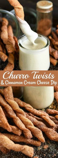 churro twists and cinnamon cream cheese dip