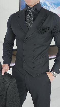 Men’s Gothic Wedding Suit, Black Lace Suit Men, Formal Suits With Button Closure, Luxury Fitted Three-piece Suit With Double Button Closure, Elegant Semi-formal Blazer With Covered Buttons, Fitted Formal Double Breasted Suit, Formal Fitted Double Breasted Suit With Button Closure, Fitted Double Breasted Suit With Button Closure, Elegant Three-piece Wedding Suit With Double Button