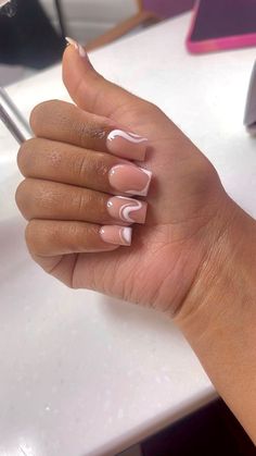 Short And Classy Acrylic Nails, One Inch Nails, Acrylic Nail French Designs, Acrylic Nails Designs Brown, Short Nail Designs Nude, Acrylic Overlay Nails Short Designs, French Tip Overlay Nails, Nail Designs Nude Color, Short Colored French Tip Nails