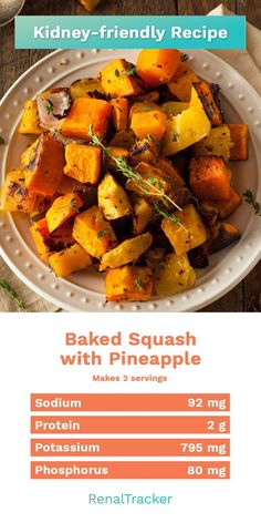 the recipe for baked squash with pineapple is shown