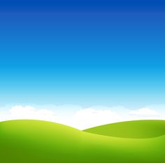 a green field with blue sky and clouds in the background illustration, eps file available