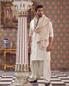 Kurta Pajama Shawl Men, Pathani With Shawl, Kurta Salwar Men, Shaadi Outfits For Men, Pakistani Pathani Suit For Men, Pastel Groomsmen, Pathani Kurta For Men, Kurta Styling, Traditional Indian Mens Clothing