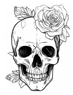 a skull with roses on its head