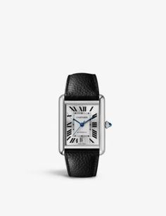 Cartier Tank Must Extra Large, Beaded Crown, Blue Steel, Square Watch, Gift Ideas For Men, Roman Numerals, O Clock, Automatic Watch, Cartier