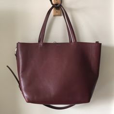 In Great Condition Theory Burgundy Color Leather Bag!! Clean Inside. There Is A Small Scratch In Front, Corners And Bottom. Comes With Original Dust Bag. Shopper Bag, Burgundy Color, Leather Bag, Shoulder Bags, Dust Bag, Bag Lady, Tote Bag, Shoulder Bag, Red