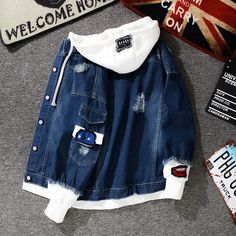 2022 New Spring Autumn Hooded Denim Jacket Women Hip Hop Jeans Coat Female Jean Jacket Casual Bomber Spring Denim Hooded Hoodie, Denim Blue Hoodie With Pockets, Hooded Dark Wash Cotton Denim Jacket, Casual Denim Hoodie For Spring, Blue Denim Hoodie For Spring, Spring Blue Denim Hoodie, Spring Denim Long Sleeve Hoodie, Spring Long Sleeve Denim Hoodie, Denim Blue Denim Hoodie For Winter