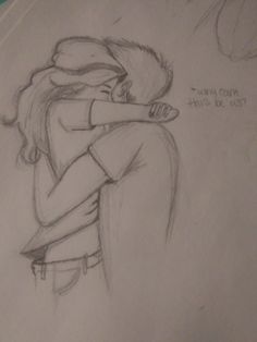 a drawing of two people hugging each other with the caption no one can tell