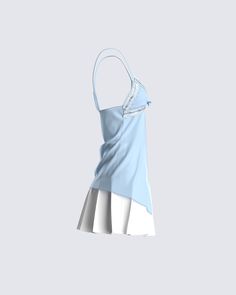 Make any day 10x cuter with this 2 piece set ✨ Featuring a baby blue chiffon cami top, and a white pleated tennis skirt - this fit gives off the ultimate sweet and playful vibes 💙 Pleated Tops For Summer Day Out, White Pleated Tops For Summer, Pleated Tennis Dress For Summer, Blue Pleated Tops For Summer, Blue Pleated Summer Tops, Summer Tennis Dress With Pleated Skirt, Summer Pleated Tennis Dress, Blue Mini Length Tennis Dress For Spring, Blue Mini Tennis Dress For Spring