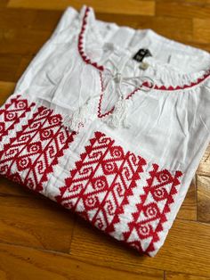 100% cotton Summer Festive Embroidered Shirt, White Embroidered Beach Shirt, Traditional White Embroidered Shirt, Traditional Floral Embroidered Festive Shirt, Festive Cotton Tops With Embroidered Border, Traditional Floral Embroidery Festive Shirt, Red Long Sleeve Cotton Embroidered Top, Embroidered Summer Festive Shirt, Embroidered Folk Shirt For Summer