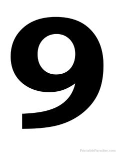 the number nine is shown in black and white, with an oval at the center