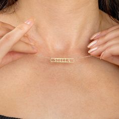 "Rectangle Name Necklace, Custom Rectangle Necklace, Script Plate Name Necklace, Hollow Plate Name Necklace, 18k Gold Jewelry, Christmas Gift Please take a look my store to see our handmade custom name necklace and letter necklace collection. https://www.etsy.com/shop/NisPersonalized?ref=seller-platform-mcnav Introducing our elegant \"Rectangle Name Necklace\" - a beautifully personalized piece that allows you to wear your name or a loved one's name in a stylish and contemporary way. This neckla Rectangular Gold Necklace Gift For Her, Gold Rectangular Necklaces As Gift For Her, Mother's Day Yellow Gold Rectangular Necklace, Gold Rectangular Necklace For Mother's Day, Yellow Gold Rectangular Necklace For Mother's Day, Yellow Gold Necklace For Mother's Day, Mother's Day Rectangular Yellow Gold Necklace, Elegant Personalized Square Jewelry, Gold Necklaces With Rectangular Links For Anniversary