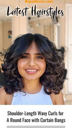 Wavy Curls, Glamorous Look, Hair And Makeup Tips, Makeup Tricks, Curtain Bangs, Latest Hairstyles, Shoulder Length Hair, Great Ideas, Hair And Makeup