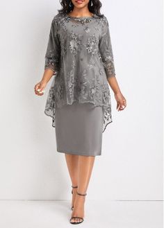 Color:Light Grey;Size:S;Size:M;Size:XL;Size:2XL;Size:3XL;Size:4XL;Size:L;Package Contents:1 X Dress , 1 X Top;Occasion:Work;Style:Elegant; Loose Midi Dress, Evening Gown Dresses, Vestido Plus Size, فستان سهرة, Women's Evening Dresses, Elegant Dresses For Women, Hem Design, Midi Dress Party, Linnet