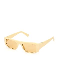 Tinted rectangle sunglasses Plastic frames Tinted lens 100% UVA and UVB protection Excellent impact resistance. Scratch resistant. Includes signature case Two year limited warranty Guess By Marciano, Rectangle Sunglasses, Style Icons, Sunglasses, The Originals, Yellow