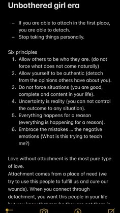 Welcome to your unbothering girl era ✨ #detach #detachment #unbothered #artof #quotes #adreinBrody #wallpaper #iphonenotes #lawofattraction #lawofattractiontips #bestversionofyou #personalgrowth #personalgrowthtips Detachment Journaling, Detach Wallpaper, How To Detach From People, In My Unbothered Era, Unbothered Era Aesthetic, Detach From People Quote, Detach Affirmations, Detachment Theory, Unphased Unbothered