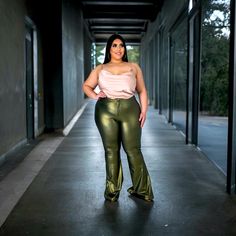 Stay Stylish And Comfortable All Day Long With Our Rock Steady Plus Size Pants. These Pants Are Designed With You In Mind, Providing A Flattering Fit And Reliable Durability. Elevate Your Wardrobe With These Versatile Pants That Are Perfect For Any Occasion. Faux Leather Bell 50% Pu 40% Polyester 10% Spandex Plus Bottoms Chic Green Bottoms For Going Out, Trendy Green Pants For Party, Chic Green Pants For Night Out, Green Straight Pants For Night Out, Strap Pants, Rock Steady, Culotte Pants, Eyelet Top, Rayon Pants