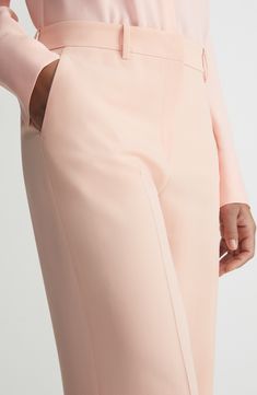 Smart tailoring meets fluid ease in these polished straight-leg pants with a high waist and pressed creases, front and back. 33" inseam; 21 1/2" leg opening; 10 1/2" front rise; 17 1/2" back rise (size 8) Zip fly with hook-and-bar closure Front slant pockets; back welt pockets Partially lined 71% acetate, 29% polyester Dry clean Imported Women's Designer Clothing Jersey Pants, High Rise Pants, Wool Pants, Designer Outfits Woman, Straight Leg Pants, Welt Pockets, Leg Pants, Designing Women, Black Pants