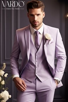 Lavender Suit Men, Purple Prom Suit, Vest And Trousers, Purple Tuxedo, Prom Suits For Men, Lilac Wedding