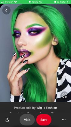 Green Wig Makeup, Scary Beetlejuice Makeup, Pretty Beetlejuice Makeup, Beetle Juice Makeup Halloween, Beetle Juice Inspired Makeup, Beetlejuice Halloween Makeup, Beetlejuice Makeup Ideas, Beetlejuice Inspired Makeup